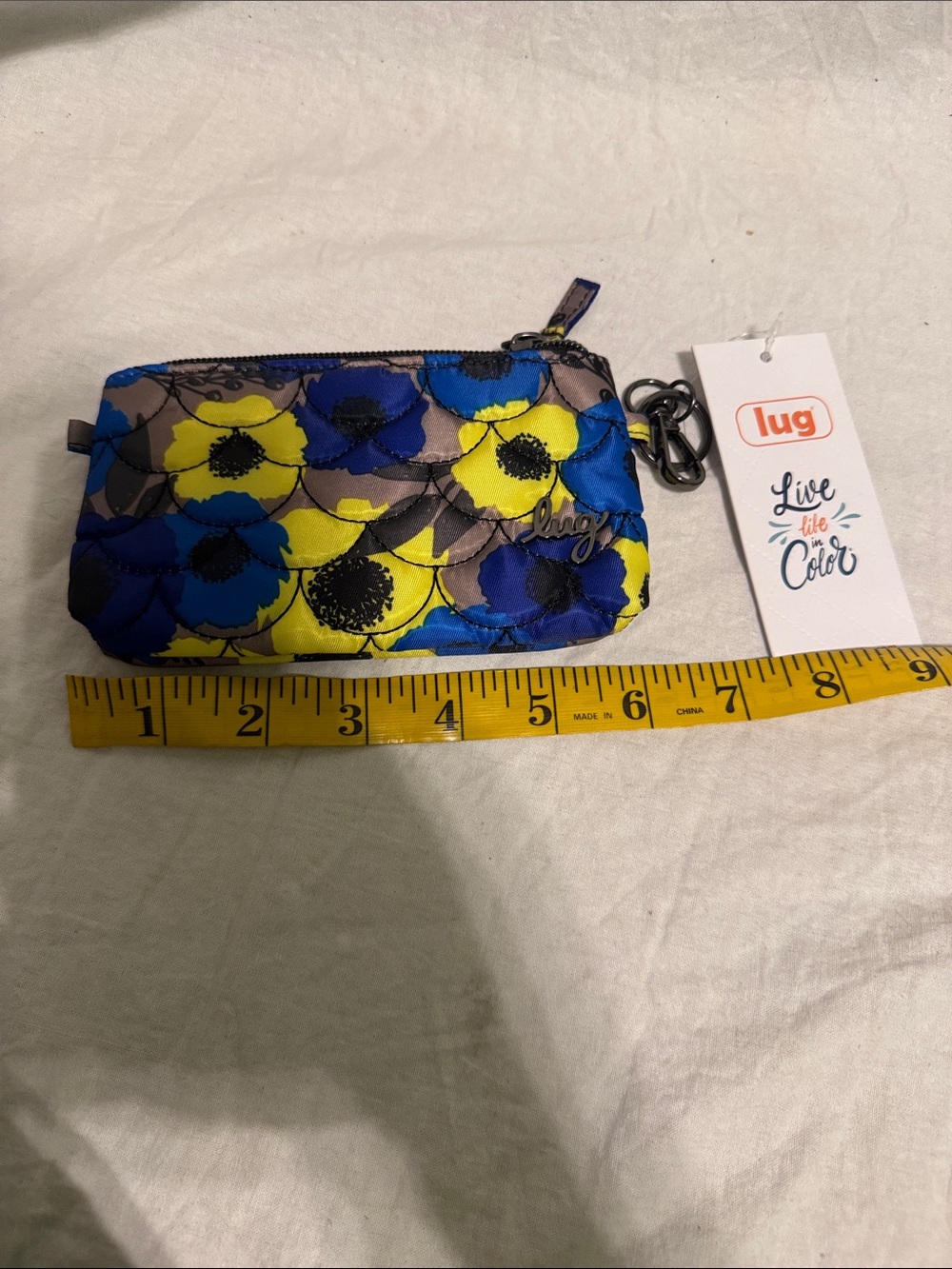 lug Floral Zip Pouch in Yellow, Blue & Brown